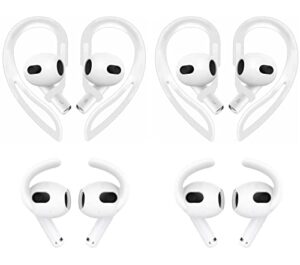 alxcd ear hook ear tips compatible with airpods 3, 2 pairs over-ear soft adjustable ear hook & 2 pairs sport silicone ear tips in 1 set [anti slip][anti lost], compatible with airpods 3 (2c+2s) white