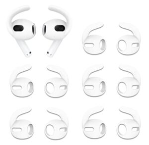 alxcd sport eartips hook compatible with airpods 3 earbuds 3rd gen 2021, anti slip anti lost silicone earbuds covers ear hook tips earhooks, compatible with airpods 3, 5 pairs, white