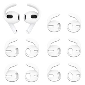 ALXCD Sport Eartips Hook Compatible with AirPods 3 Earbuds 3rd Gen 2021, Anti Slip Anti Lost Silicone Earbuds Covers Ear Hook Tips Earhooks, Compatible with AirPods 3, 5 Pairs, White