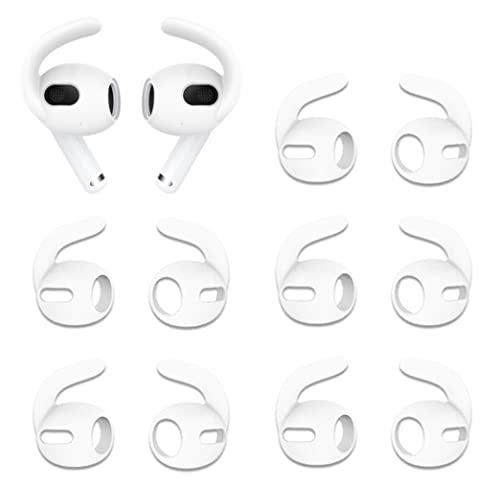 ALXCD Sport Eartips Hook Compatible with AirPods 3 Earbuds 3rd Gen 2021, Anti Slip Anti Lost Silicone Earbuds Covers Ear Hook Tips Earhooks, Compatible with AirPods 3, 5 Pairs, White