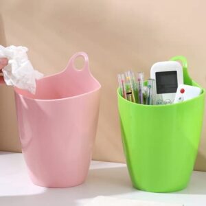 JIBIACB Plastic Small Trash Can, Mini Trash Can,Wall Mounted Trash Can Wastebasket,Garbage Container Bin for Bathroom, Powder Room, Bedroom, Kitchen, Craft Room, Office (Pink)