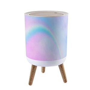 Small Trash Can with Lid Boho Rainbow fantasy magical landscape on sky abstract big volume texture Garbage Bin Round Waste Bin Press Cover Dog Proof Wastebasket for Kitchen Bathroom Living Room 1.8 Gallon