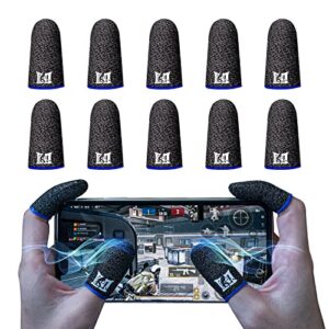 finger sleeve for gaming,seamless thumb finger sleeve silver fiber mobile phone gaming finger sleeves, breathable & sweatproof, for league of legend, pubg, rules of survival, knives out 10 pack