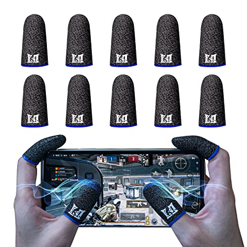 Finger Sleeve for Gaming,Seamless Thumb Finger Sleeve Silver Fiber Mobile Phone Gaming Finger Sleeves, Breathable & Sweatproof, for League of Legend, Pubg, Rules of Survival, Knives Out 10 Pack