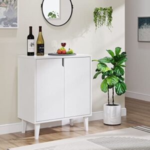 white coffee bar cabinet, farmhouse white accent sideboard buffet storage cabinet for kitchen, dining room, living room, hallway
