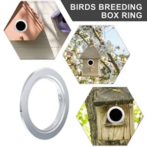 HANABASS 4pcs Bird Wood Box Predator Hole Bird Breeding Cage Ring Guard Metal Anti Bite Bird Nest Box Ring Silver