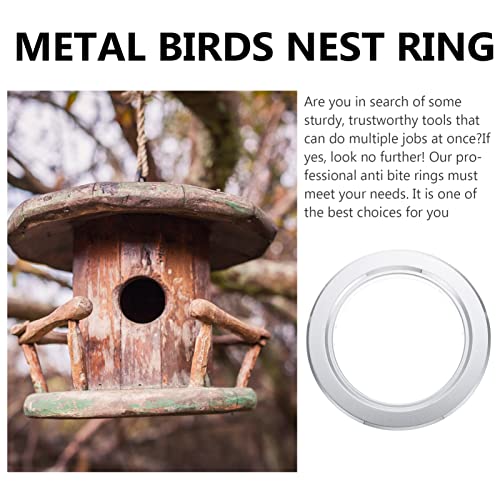 HANABASS 4pcs Bird Wood Box Predator Hole Bird Breeding Cage Ring Guard Metal Anti Bite Bird Nest Box Ring Silver