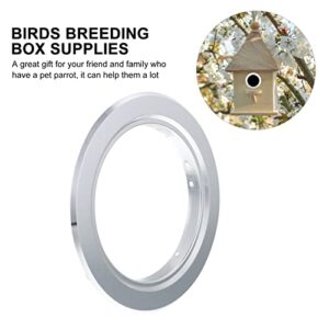 HANABASS 4pcs Bird Wood Box Predator Hole Bird Breeding Cage Ring Guard Metal Anti Bite Bird Nest Box Ring Silver