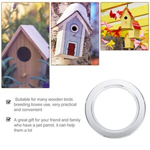 HANABASS 4pcs Bird Wood Box Predator Hole Bird Breeding Cage Ring Guard Metal Anti Bite Bird Nest Box Ring Silver