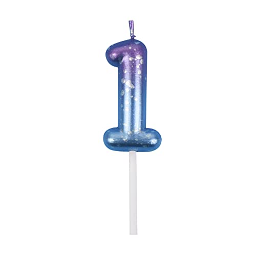 UVTQSSP Gradient Birthday Candle with Glitter Spots Cake Number Candles Decorations for Party Wedding Celebration Reunions Anniversary Anniversary Party Supplies (Purple + Blue Number 1)