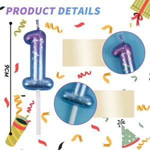 UVTQSSP Gradient Birthday Candle with Glitter Spots Cake Number Candles Decorations for Party Wedding Celebration Reunions Anniversary Anniversary Party Supplies (Purple + Blue Number 1)
