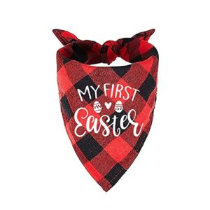 family kitchen my first easter red plaid pet dog bandana scarf decorations accessories for dog lovers owner easter gift