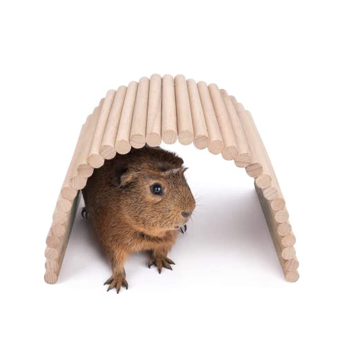 Pet Hideout Bridge,Wooden Rodents Chewing Climbing Tunnel Small Animal Bendy Bridge Ramp Hut Hideout for Guinea Pigs Ferrets Hedgehogs Chinchillas and Other Rodents