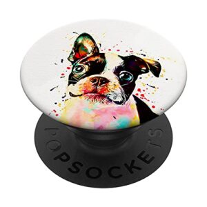 boston terrier watercolor popsockets swappable popgrip