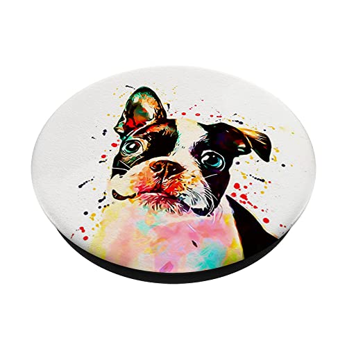 Boston Terrier Watercolor PopSockets Swappable PopGrip