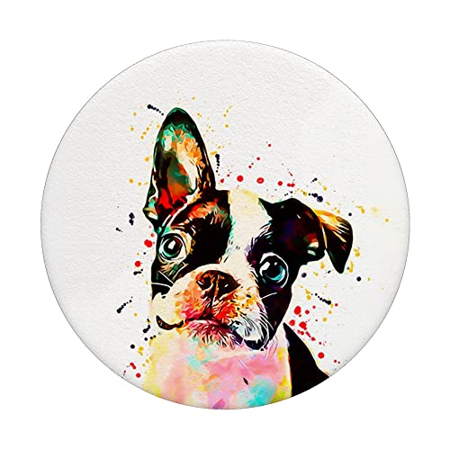 Boston Terrier Watercolor PopSockets Swappable PopGrip