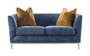 acanva luxury mid-century modern velvet living room sofa, loveseat, navy blue