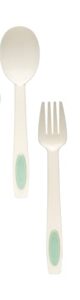 plastic utensil set, includes spoon & fork, only fit bento box shown from the imagine, come with packing box-green