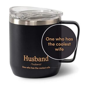 vahdam husband mug - christmas gifts for husband from wife | birthday gifts for husband, anniversary husband gifts | stainless steel vacuum insulated coffee mugs | gifts for men, gifts for him