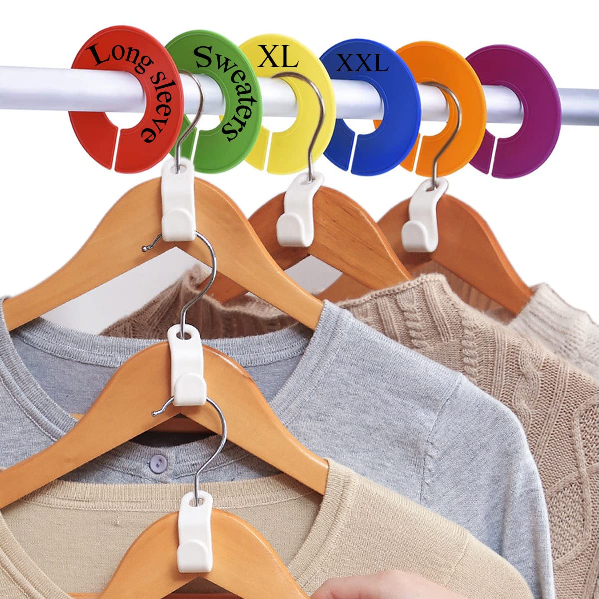 40PCS Clothes Hanger Connector Hooks, Cascading Clothes Hangers for Heavy Duty Space Saving Cascading Connection Hooks with 10 Pieces Clothing Size Dividers Hangers Closet Dividers for Clothes Closet