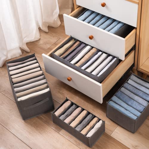 QiuJQing 3 Pack Clothes Drawer Organizers, Sock Underwear Organizer Dividers, 23 Cell Fabric Foldable Cabinet Storage Boxes for Storing Bras, T-shirt, Legging, Skirts (9 +7+7 Cell, Grey)