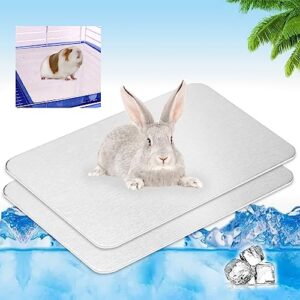 oziyrnka 2pcs rabbit cooling pad, rabbit cooling mat stay cool summer, aluminum rabbit cooling, bunny cooling pad bite resistance, bunny cooling mat keep rabbit cool, self cooling mat for small pets.