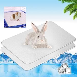 Oziyrnka 2pcs Rabbit Cooling Pad, Rabbit Cooling Mat Stay Cool Summer, Aluminum Rabbit Cooling, Bunny Cooling Pad Bite Resistance, Bunny Cooling Mat Keep Rabbit Cool, Self Cooling Mat for Small Pets.