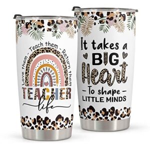 macorner teacher gifts for women - appreciation from students birthday, week, back to school stainless steel 20oz supplies tumbler cup mug