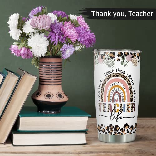 Macorner Teacher Gifts For Women - Appreciation From Students Birthday, Week, Back To School Stainless Steel 20oz Supplies Tumbler Cup Mug