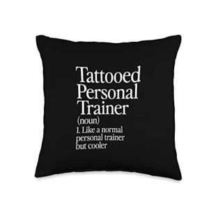 personal trainer tattoos retro aesthetic gifts personal trainer definition tattoo artist aesthetic throw pillow, 16x16, multicolor