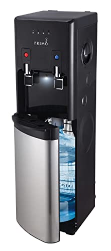 Primo Bottom-Loading Water Dispenser - 2 Temp (Hot-Cold) Water Cooler Water Dispenser for 5 Gallon Bottle w/Child-Resistant Safety Feature, Black and Stainless Steel