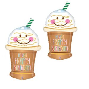 valueballoon party & gifts set of 2 caramel mocha frappy coffee 32” balloons birthday party decorations supplies