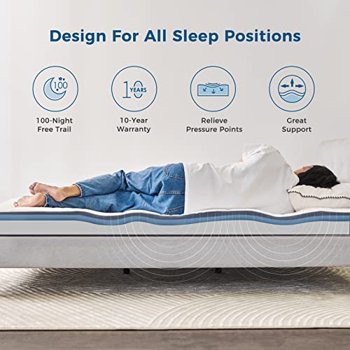 Inofia 6 inch Full Mattress - Gel Memory Foam Mattress in a Box 7 Zone Medium Firm Full Size Mattress with Breathable Cover CertiPUR-US Certified, Double Size