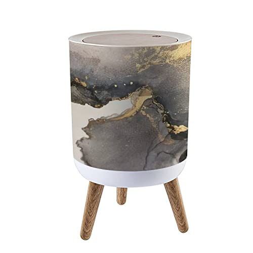 Small Trash Can with Lid Abstract smokey grey with beautiful pleats and stains made with Garbage Bin Round Waste Bin Press Cover Dog Proof Wastebasket for Kitchen Bathroom Living Room 1.8 Gallon