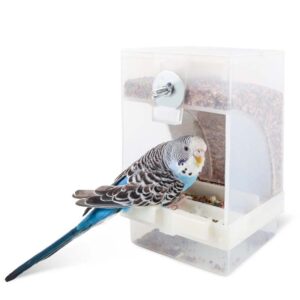 2-Pack No-Mess Automatic Bird Feeder Parrot Feeder Cage Accessories Supplies for Feeder Integrated Automatic Box Parakeet Canary Cockatiel Finch (2pcs)