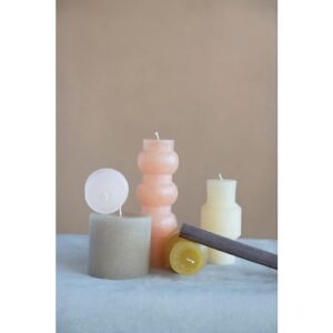 Creative Co-Op Unscented Pleated Taper Candles in Box, Set of 12