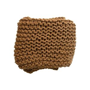 creative co-op crocheted fabric blanket throw, single, caramel twin