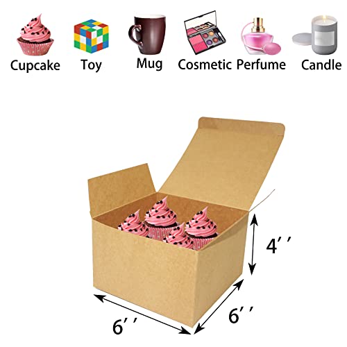 Dekun Kraft Gift Boxes With Lids: 6x6x4 Inches Brown Gift Box Recyclable Bridesmaid Proposal Boxes Crafting Cupcake Boxes Easy Assemble Boxes for Presents/Packaging/Christmas (10 Pack)