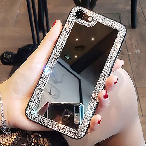 Poowear iPhone SE 2020/8/7 Case, 3D Glitter Sparkle Bling Diamond Bumper & Crystal Clear Protective Cover for Women