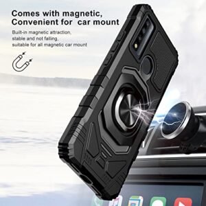 SpyCase Case for Alcatel TCL 20 XE with Tempered Glass Screen Protector [Magnetic Car Mount Ring Kickstand Holder] Full-Body Protective Cover [Military Grade] Case - Black