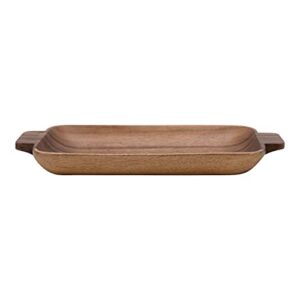 creative co-op hand-carved acacia wood w/handles tray, 18"l x 8"w x 2"h, natural