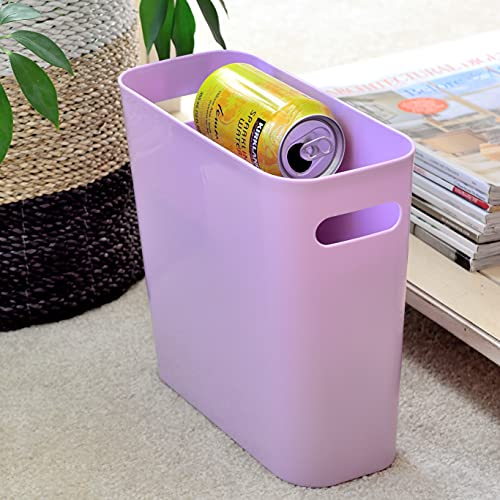 Youngever 2 Pack 1.5 Gallon Slim Trash Can, Plastic Garbage Container Bin, Small Trash Bin with Handles for Home Office, Living Room, Study Room, Kitchen, Bathroom (Purple)