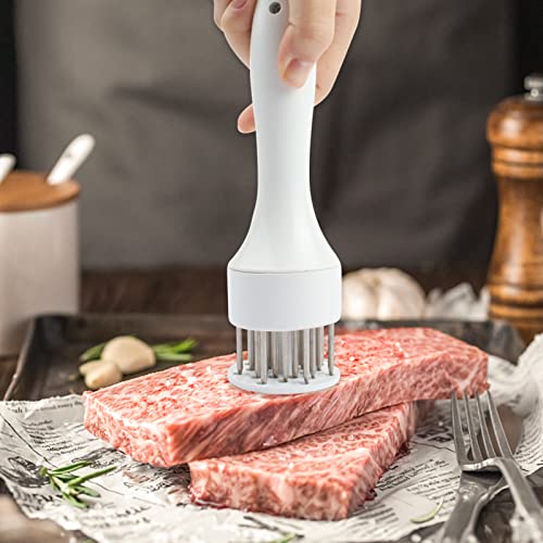 DEFUTAY Meat Tenderizer Tool,Kitchen Gadgets, 21 Pin Stainless Steel Meat Tenderizer Needle For Tenderizing Marinade Fish Pork Beef Steak Poultry (White2)