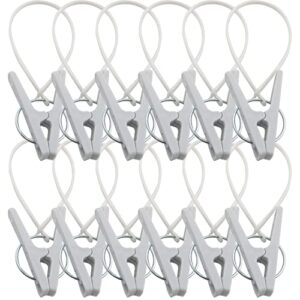 clothes pin hscgin 12pcs gray plastic swivel clothespins clothes clips with plastic rope for clothesline clothing closepin