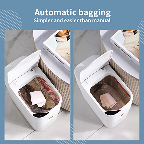 JOYBOS Touchless Bathroom Trash Cans with Lids | Automatic Privacy Garbage Can with Lid | 3.5 Gallon Motion Sensor Dogproof Plastic Slim Trash Bin for Bathroom,Office,Bedroom,RV, White