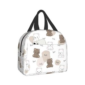cute polar and kawaii bear head lunch box bento box insulated lunch boxes reusable waterproof lunch bag with front pocket for school office picnic