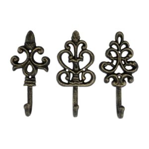 wallcharmers decorative hooks (set of 3 decorative wall hooks - aged gold)