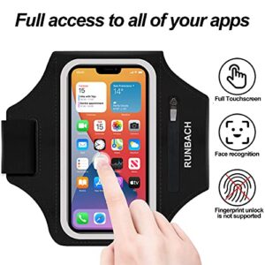 RUNBACH Armband for Samsung Galaxy S23 Ultra/S22 Ultra/S21 Ultra/S20 Ultra/S23+/S22+/S21+/S20+/S10+/S9+/S8+, Water Resistant Sport Armband with Zipper Pocket for for Airpods and Car Key(Black)