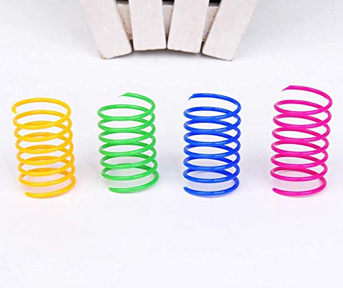 ISMARTEN 120 Pack Cat Spring Toy, Colorful Interactive Cat Toy Plastic Coil Springs Cat Toy for Swatting, Biting, Hunting Kitten Toys