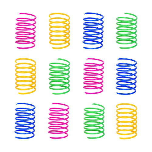 ISMARTEN 120 Pack Cat Spring Toy, Colorful Interactive Cat Toy Plastic Coil Springs Cat Toy for Swatting, Biting, Hunting Kitten Toys